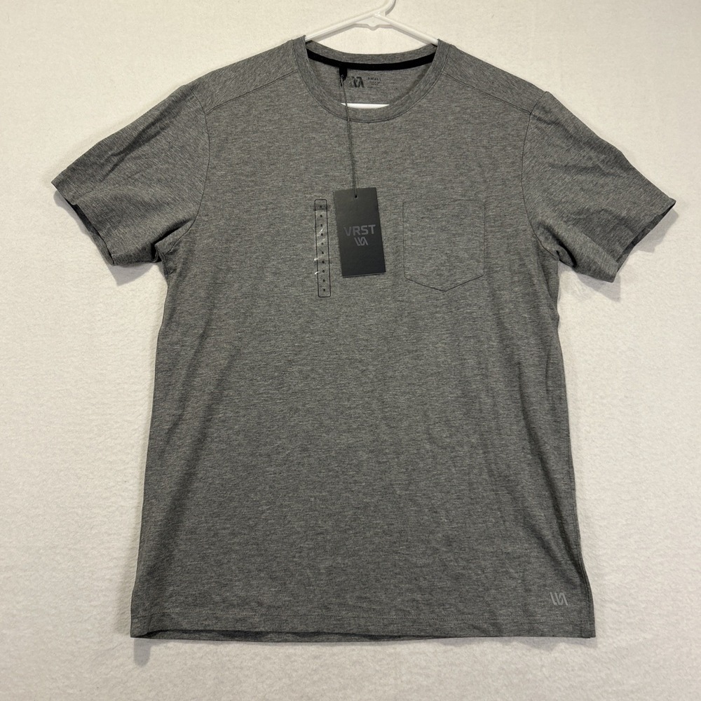 Vrst Men’s Essentials Tshirt Short Sleeve Pocket Size Small Gray Casual Workout
